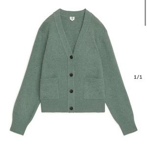 ARKET alpaca merino wool blend sage green cardigan